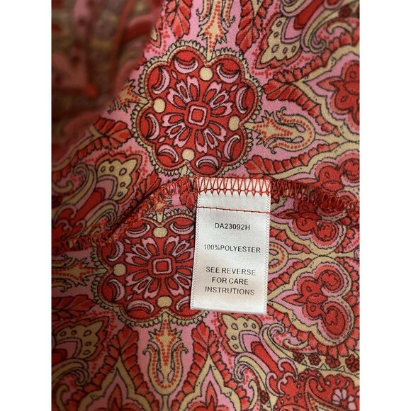 Aakaa Halter Maxi Full A-line Slip Dress Red Pink Paisley Print Women’s‎ Medium - Picture 11 of 14